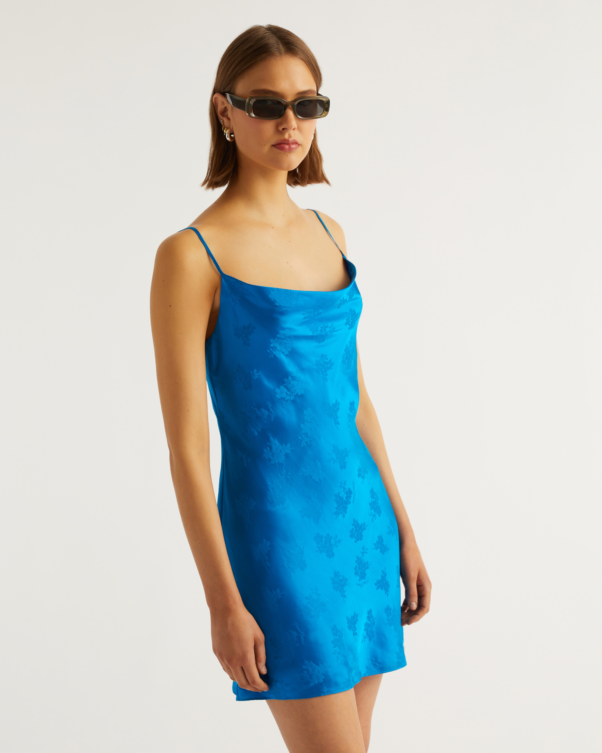 Robe Courte Bretelle Angele ( S23 / FEMME / Jacquard Bleu )